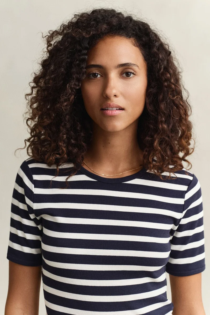 Gant Striped Ribbed Short SleeveT-Shirt